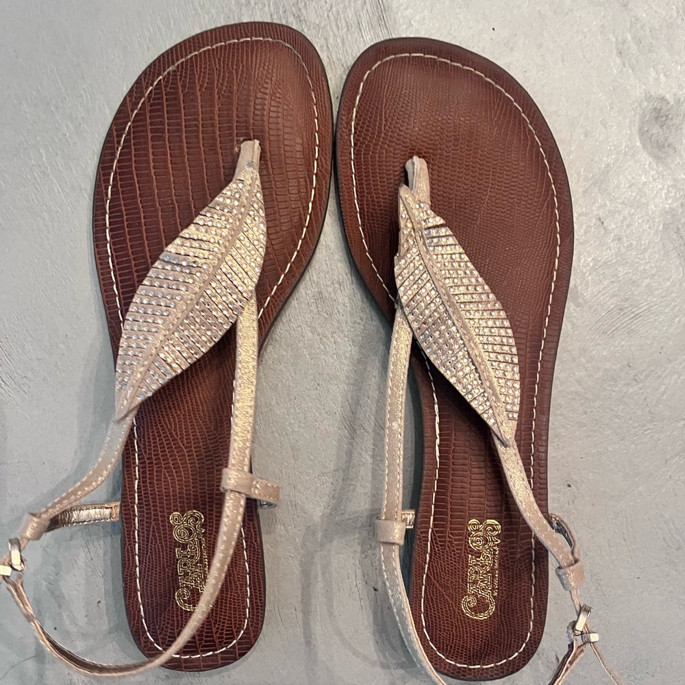 Carlos Santana Brown and Gold Sandals